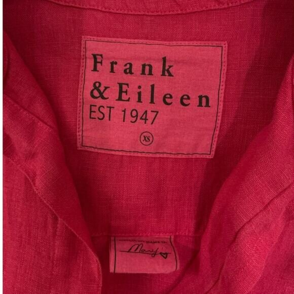 Frank & Eileen Mary Classic Shirtdress Washed Linen Hot Pink Size XS - Picture 11 of 14